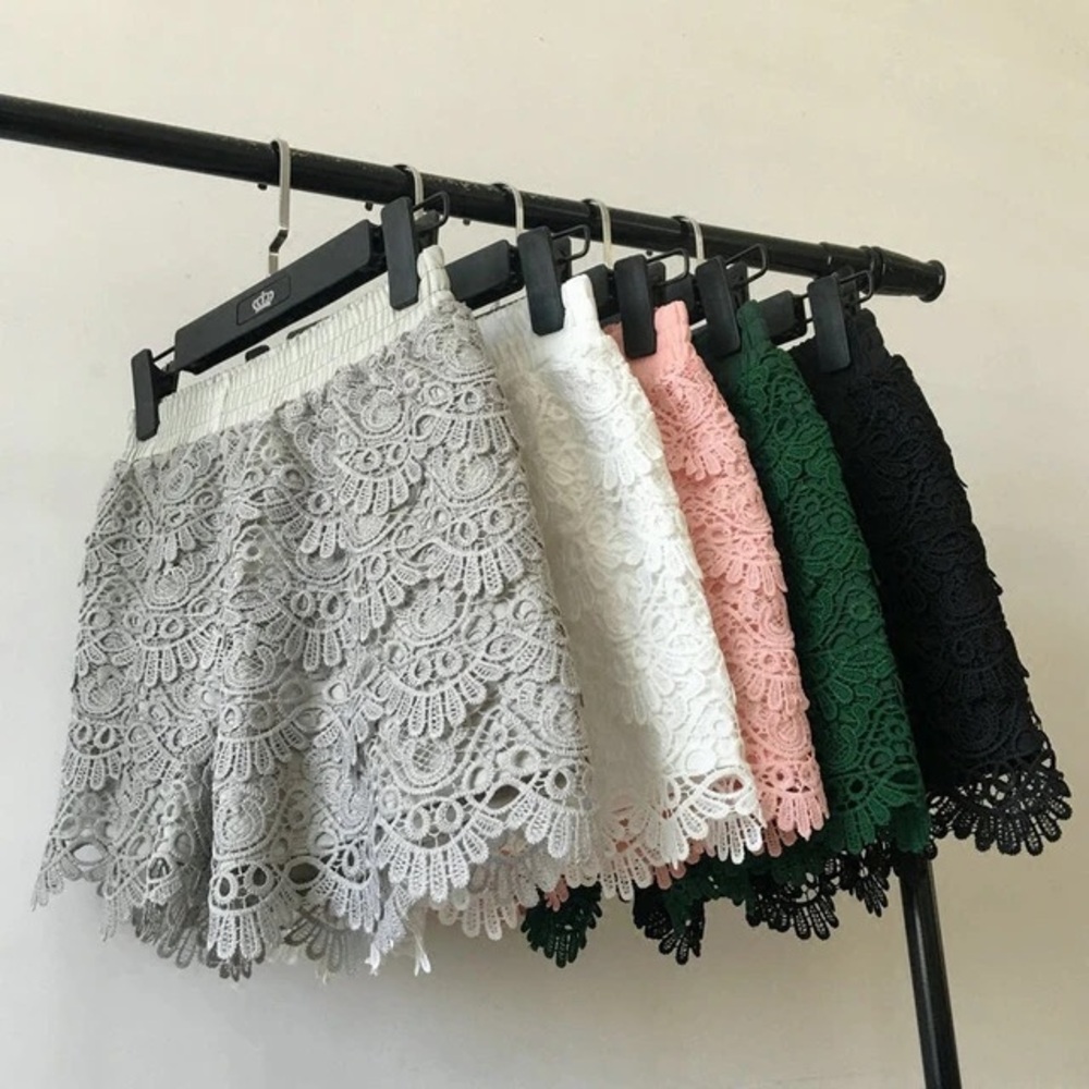White lace shorts
